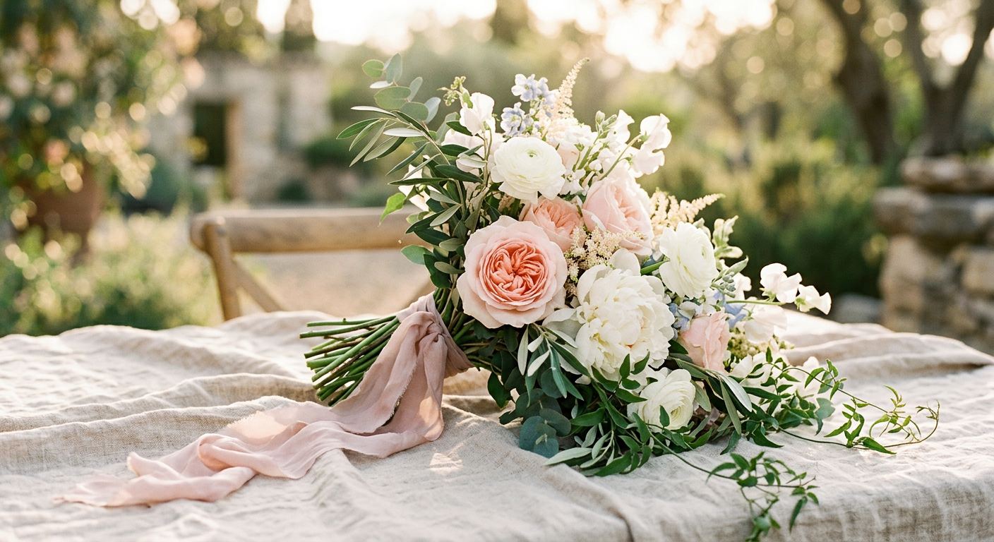 A soft bridal bouquet